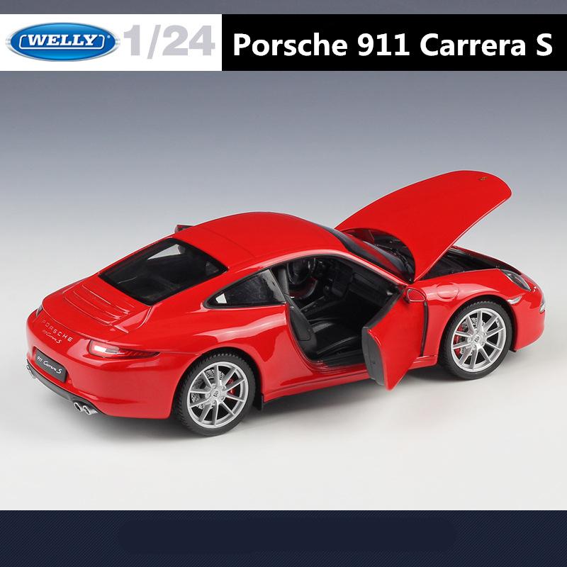 WELLY 1/24 Porsche 911 Carrera S 991 Coupe Alloy Sports Car Model Diecasts Metal Racing Car Vehicles Model Simulation Kids Gifts