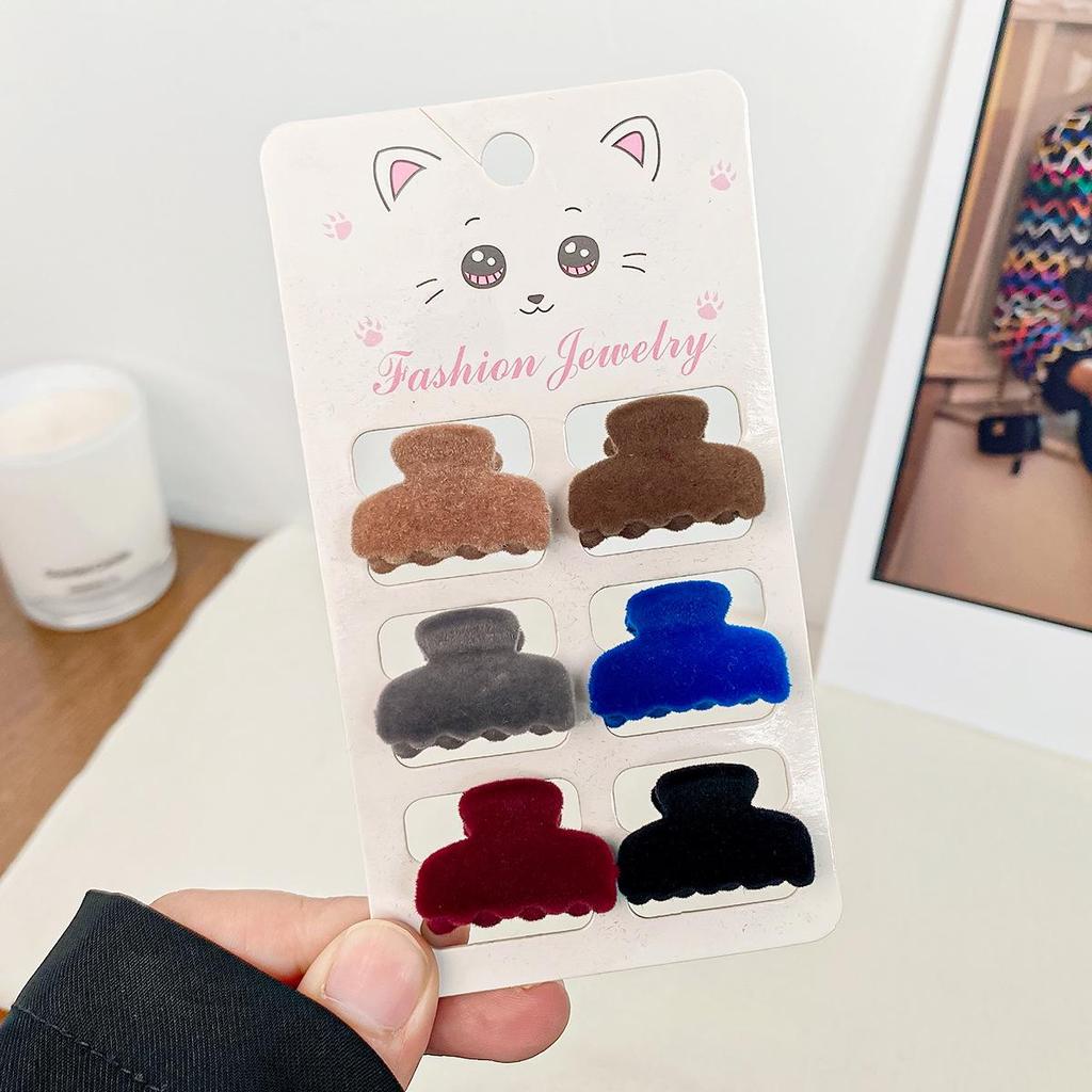 6-Piece Retro Flocked Mini Butterfly Hair Clips Set