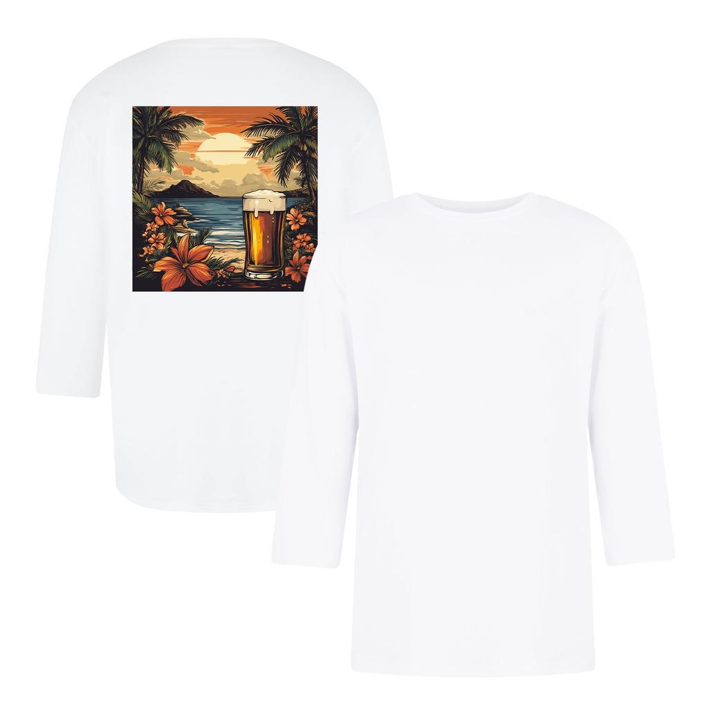 Herren lässiges und modisches bedrucktes Kragen Dreiviertelarm Top T-Shirt