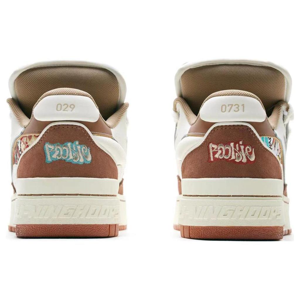 Li Ning Rookie Skateboard Shoes Men's Low Top White Brown ABCS115-5