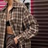 2024 European Retro Plaid Women's Long Loose Shirt