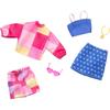 Barbie Fashion 2-Pack Check and Blue Outfit Set for Dress-Up Dolls with Clothes and Accessories for Ages 3 and Up