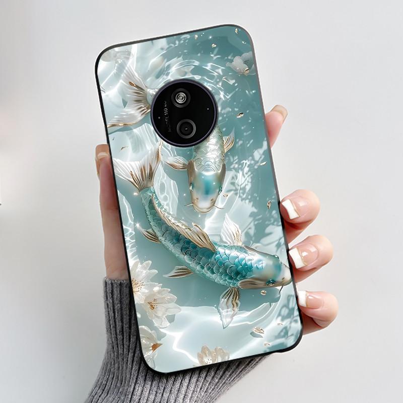 Phone Case For Nokia 125 HMD 110 4G 2024 Casing Luxury Cute Love Rabbit Funny Cartoon Black Matte Soft Silicone Shockproof Cover