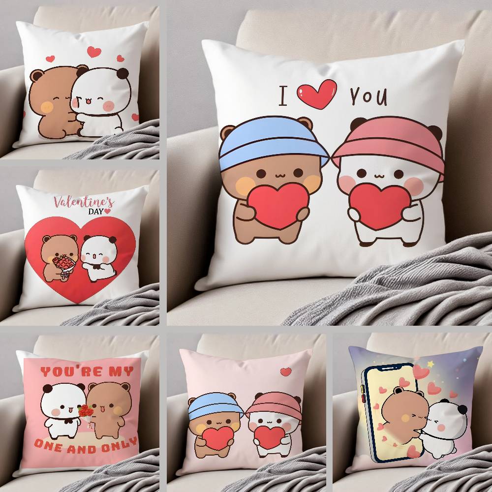 Cartoon Bubu & Dudu Lovely Pillow Case Anti-dustmite Pillowcase Invisible Zipper Silky Short Plush Sofa Cushion Cover