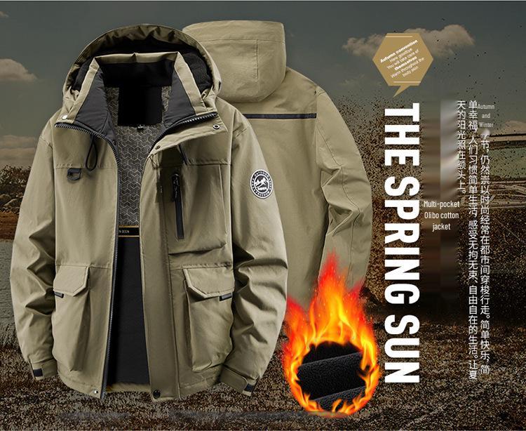 2025 Men's Hooded Cotton Jacket - Autumn Winter Workwear, Casual Outdoor Warm Coat 99668