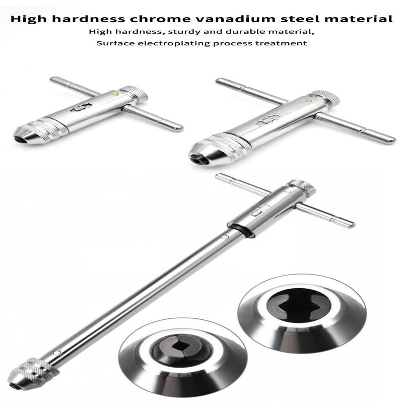 M3-8 M5-12 Adjustable T Handle Ratchet Tap Wrench Holder Extended Reach Tool for DIY Home Maintenance Repair