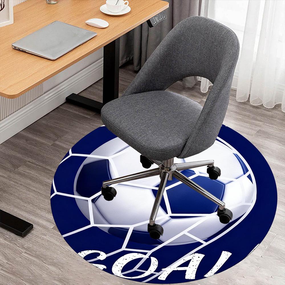 1PC Soccer Goal Round Chair Mat Area Rug - Non-Slip, Floor Mat for Office, Bedroom, and Indoor Decor -Gift D1127216