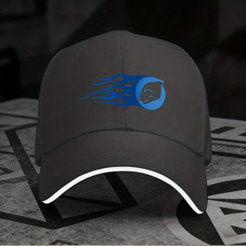 New 1pc, Adjustable "Flame" Sandwich Baseball Cap, Lightweight Printed Women's Hat, "Blue Flame" Men's Trendy Cap, Ideal Gift fo