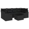 VidaXL 7-piece Garden Sofa Set with Cushions In Black Poly Rattan 3346623