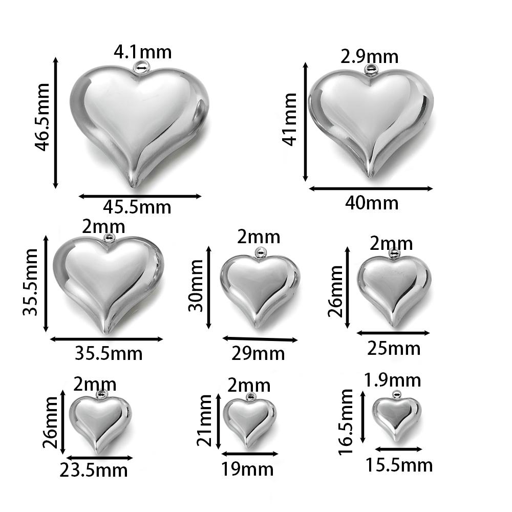 2 Stück/Packung 15-45mm Edelstahl Liebesherz Form Anhänger Für DIY Armband Halskette Schmuckherstellung Zubehör
