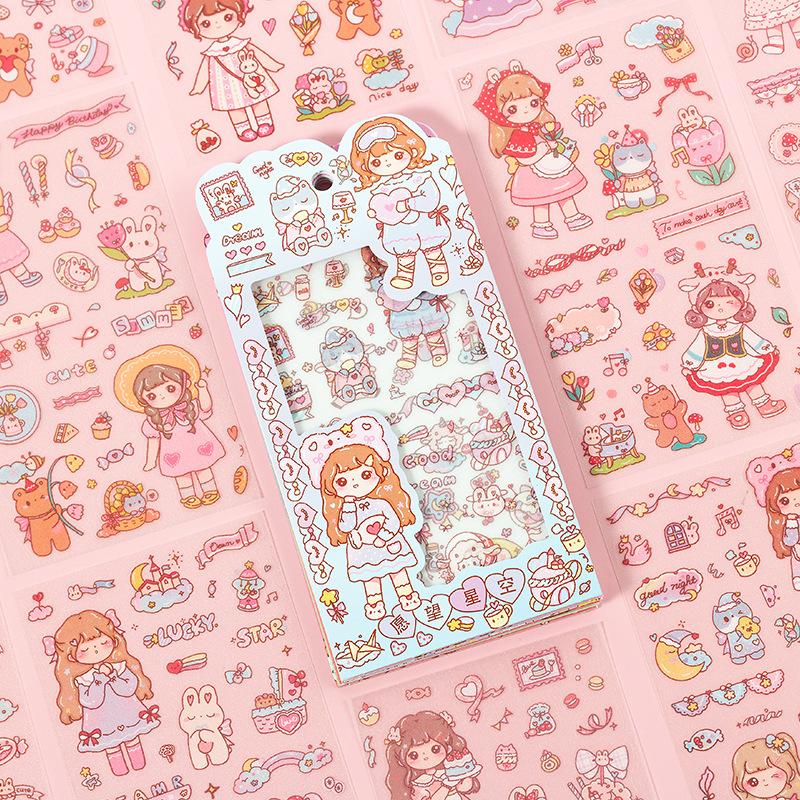 Kawaii Girl Stickers Cute DIY Scrapbooking Journal Decor Princess Stickers Kids Gift Stationery School Supplies