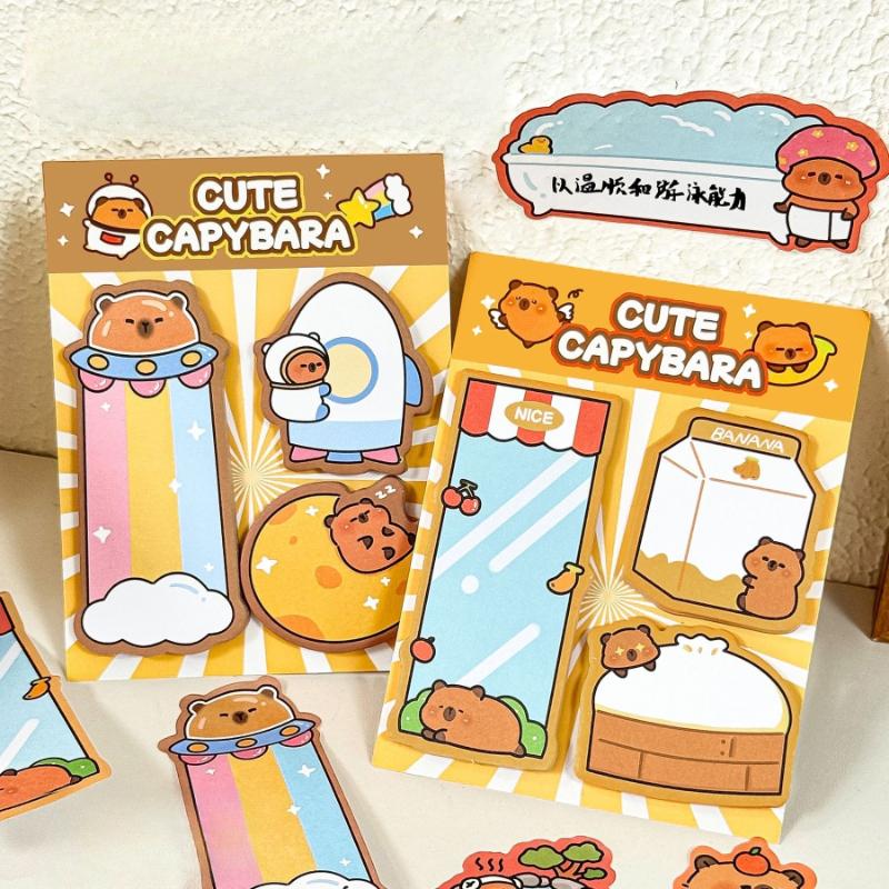 Office School Supplies Combination Student Cute Message N Times Cartoon Girl Heart Capybara Sticker Memo Pad Kawaii Stationery