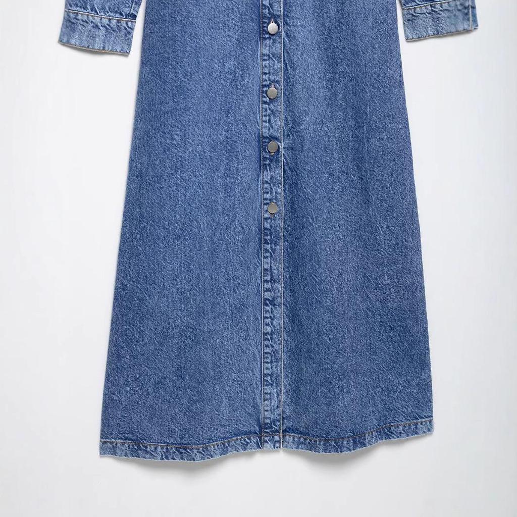 2025 Spring Women's European & American Style Long Denim Dress