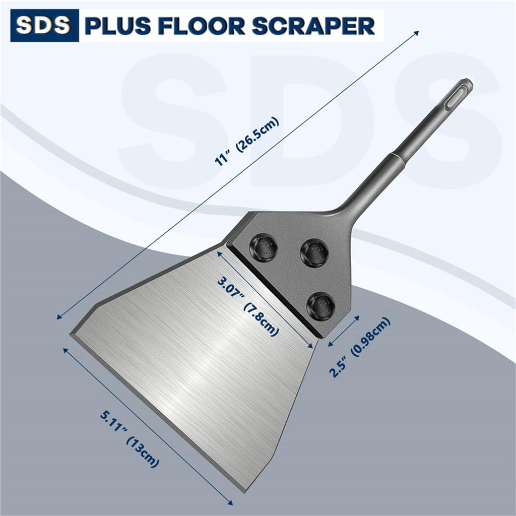SDS Plus Floor Scraper Kit 5 inch - Tile Removal Tool Wide Tile Flooring Adhesives Remover Tile Thinset Removal Tool SDS Plus Chisel Bit with Spare