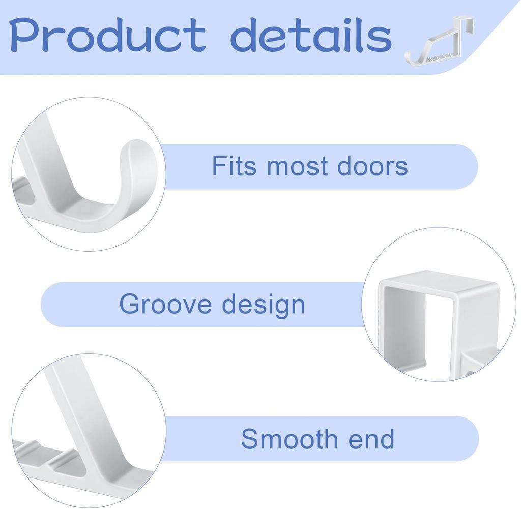 2 Stück Über-Tür-Haken für Kleiderbügel - Extra starker weißer Kunststoff Über-Tür-Haken zum Aufhängen von Kleidung, Handtüchern, Bademänteln, Hüten, Taschen