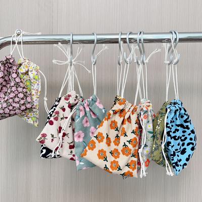 Mini taška na uložení šňůrkou 14 * 16 cm, cestovní, na spodní prádlo, ponožky, distribuční taška, květinový potisk, kosmetická organizační taška