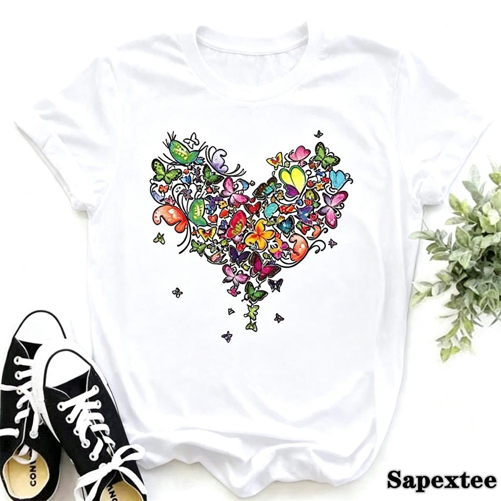2027 New Finger Heart T Shirt Unisex Tops Korean Ulzzang Graphic Tees Unisex Fashion Unisexs T Shirts 90s Girls Black Shirt