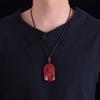 Authentic Natural Cinnabar Zhong Kui Pendant Necklace - Men's Charm Accessory