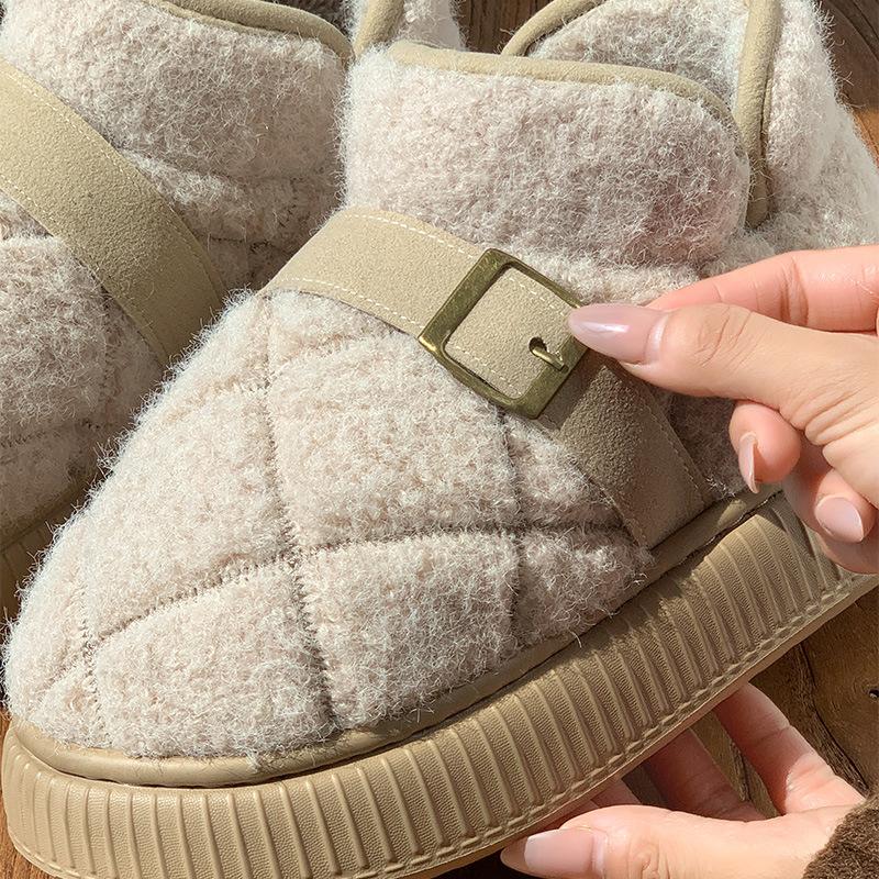 Women's Home Bootie Furry Slippers Warm Cozy Snow Boots with Fuzzy Plush Lined for Women Winter Non Slip House Shoes for Indoor Outdoor Short Boots