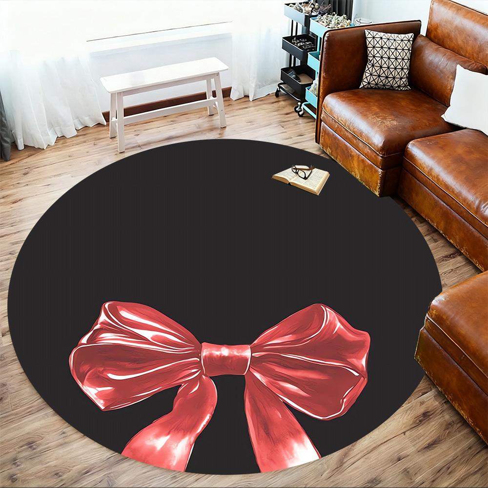 1pc bow ribbon Round Chair mat Area Rug - Non-Slip, Floor Mat for Office, Bedroom, and Indoor Decor c1118047
