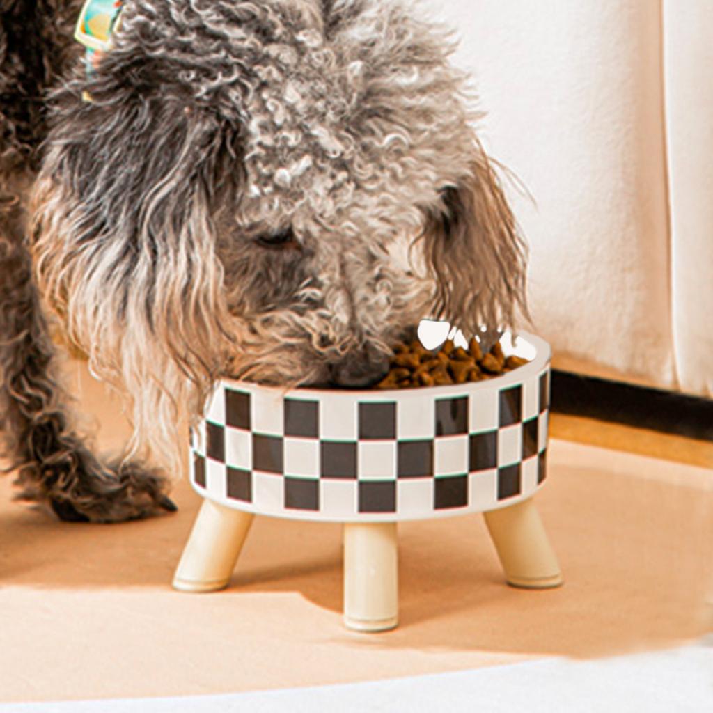 Pet Cat and Dog Plastic Bowl with Polka Dot Checkerboard Pattern, Non-slip and Easy To Clean 2026