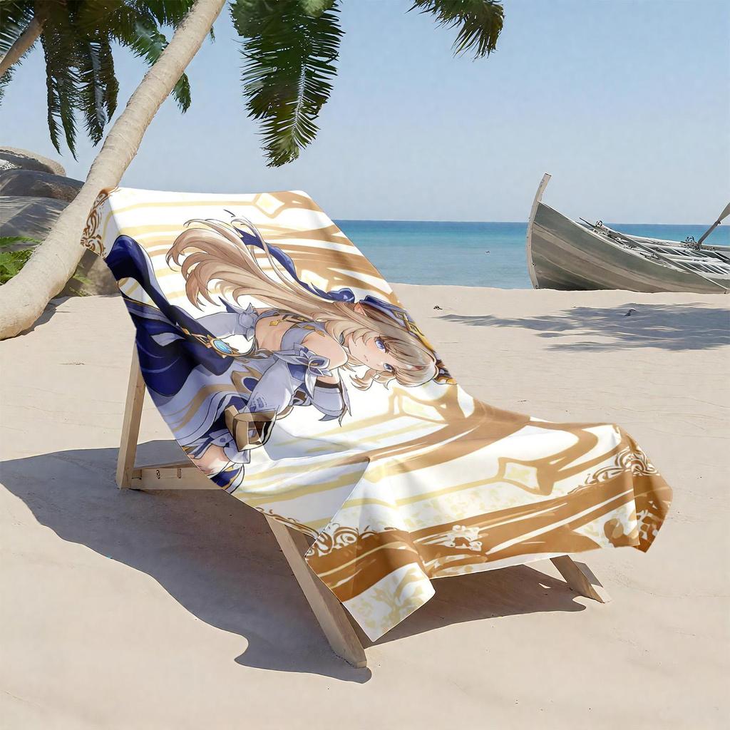 1pc Elegant Fantasy Princess in Golden Cathedral Setting 2D Printed Microfiber Beach Towel, quick dry super absorbent. Great for