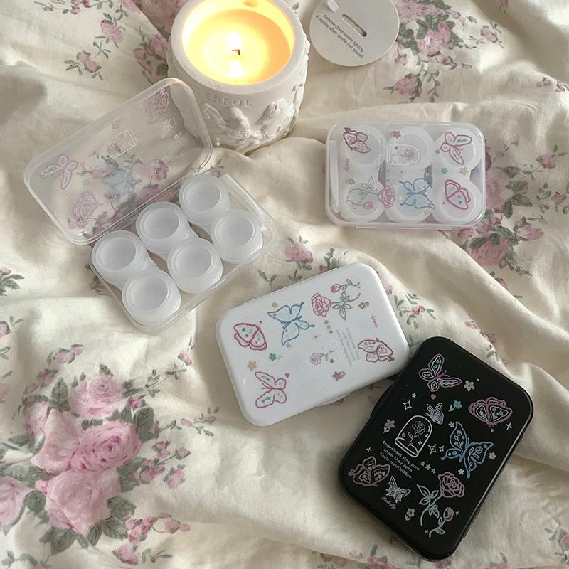 3Pair Sweet Butterfly Contact Lenses Care Box Portable Contact Lens Storage Case Girls Beauty Pupil Container Travel Kit