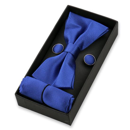 1 Set Men Bow Tie Kit Solid Color Bow Tie Kerchief Cufflinks Set Weddings Business Events Outfit Accessories