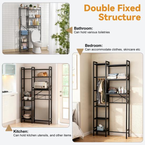 Above Toilet Storage Rack, 3-Tier Over The Toilet Shelf, Freestanding Bathroom Organizer Adjustable Storage Shelf Space Saver Rack for Restroom