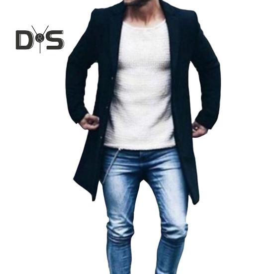 

Мужская ветровка с лацканами, длинный рукав, однобортная теплая верхняя одежда с карманами, однотонная куртка средней длины, пальто 4XL чёрный