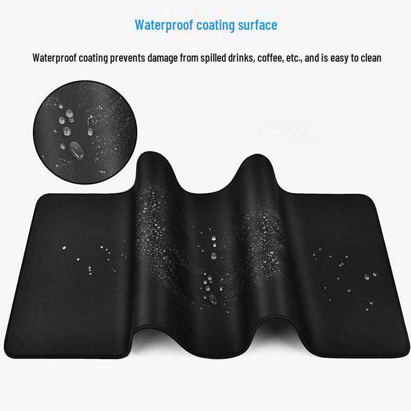 Waterproof Non-Slip Minimalist Black Mouse Pad, Small Size, Stitched Edge, Extra Large