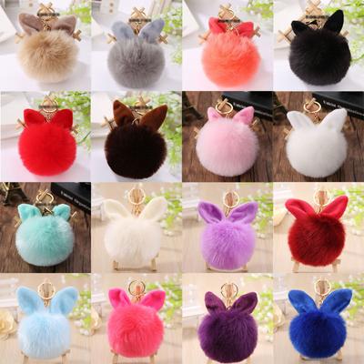 Mignon Duveteux Oreille de Lapin Pompon Fourrure Fausse Fourrure de Lapin Pendentif Boule Corde Poupée en Peluche Jouets décor Pendentif de Sac Jouet