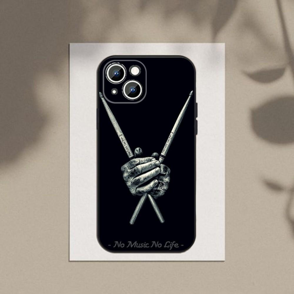 Musical Instrument Drum  Phone Case For Apple iPhone 15,14,13,12,11,XS,XR,X,8,7,Pro,Max,Plus,mini Silicone Black Cover
