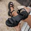 Woman Sandals 2025 Luxury New Thick Sole Sandals Wrap Toe Hollow Outs Roman Shoes Women ver Platform Shoes Woman