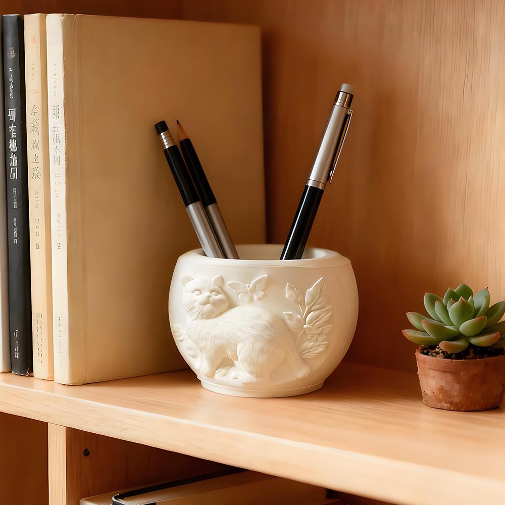 Silicone Mold for DIY Cat-Embossed Succulent Planters