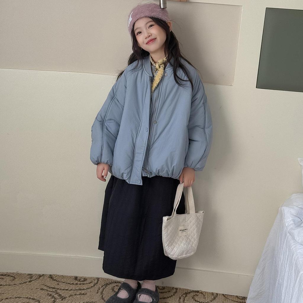 Girls' Trendy Quilted Cotton Baseball Jacket - Autumn/Winter 2025 Kids' Fashion Outerwear