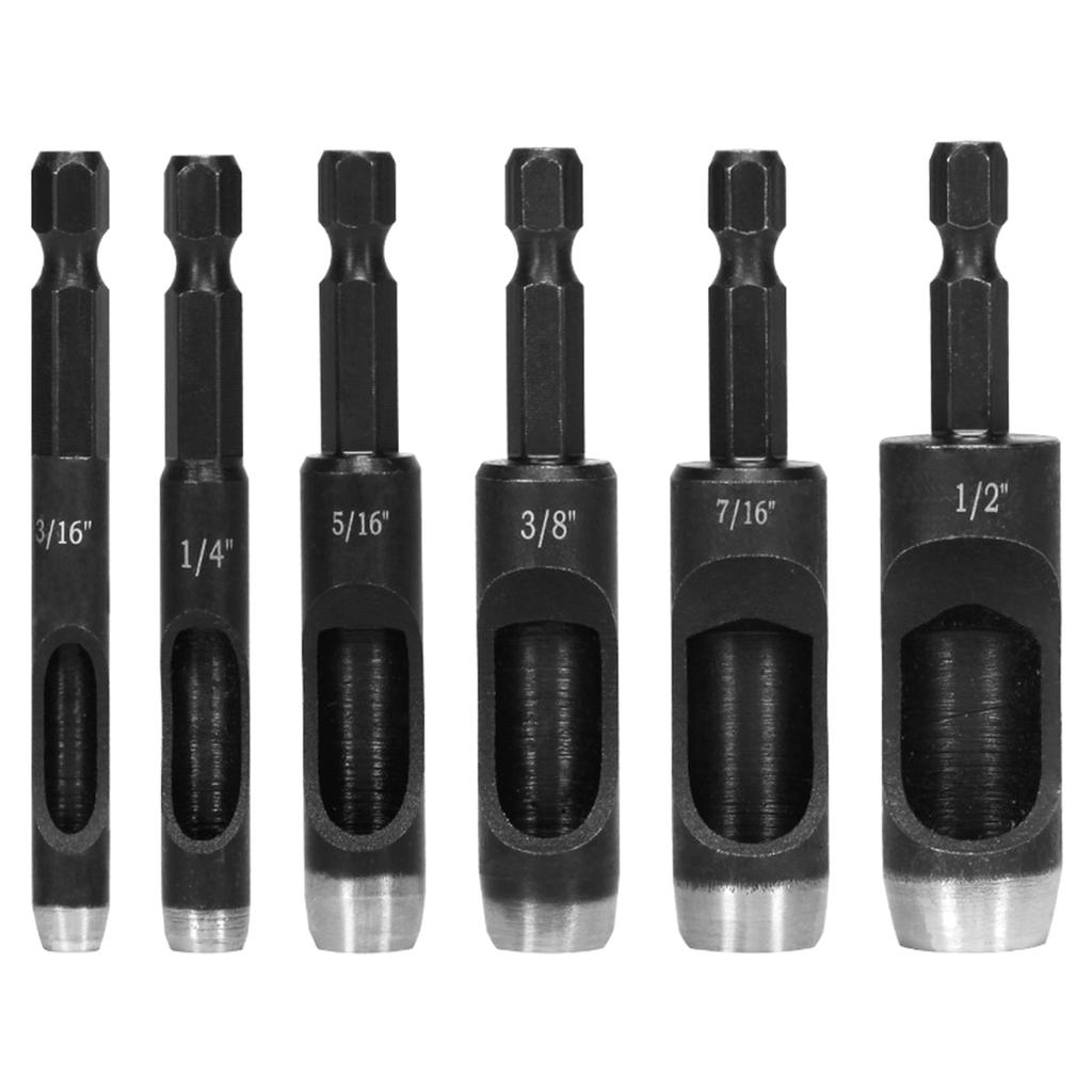 Leather Hole Punch 1/4inch Handle Extended Hex Shank Drill Carbon Steel Hollow Punch for Fabric and Leather Working