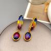 French Retro Gradient Crystal Earrings: Elegant High-End Dangle Jewelry for Women
