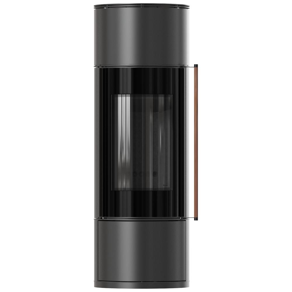Wood Burning Stove KRATKI AMBLER Ø 150 7 kW Black Thermotec, Self Closing Door, Jatoba Wood Handle