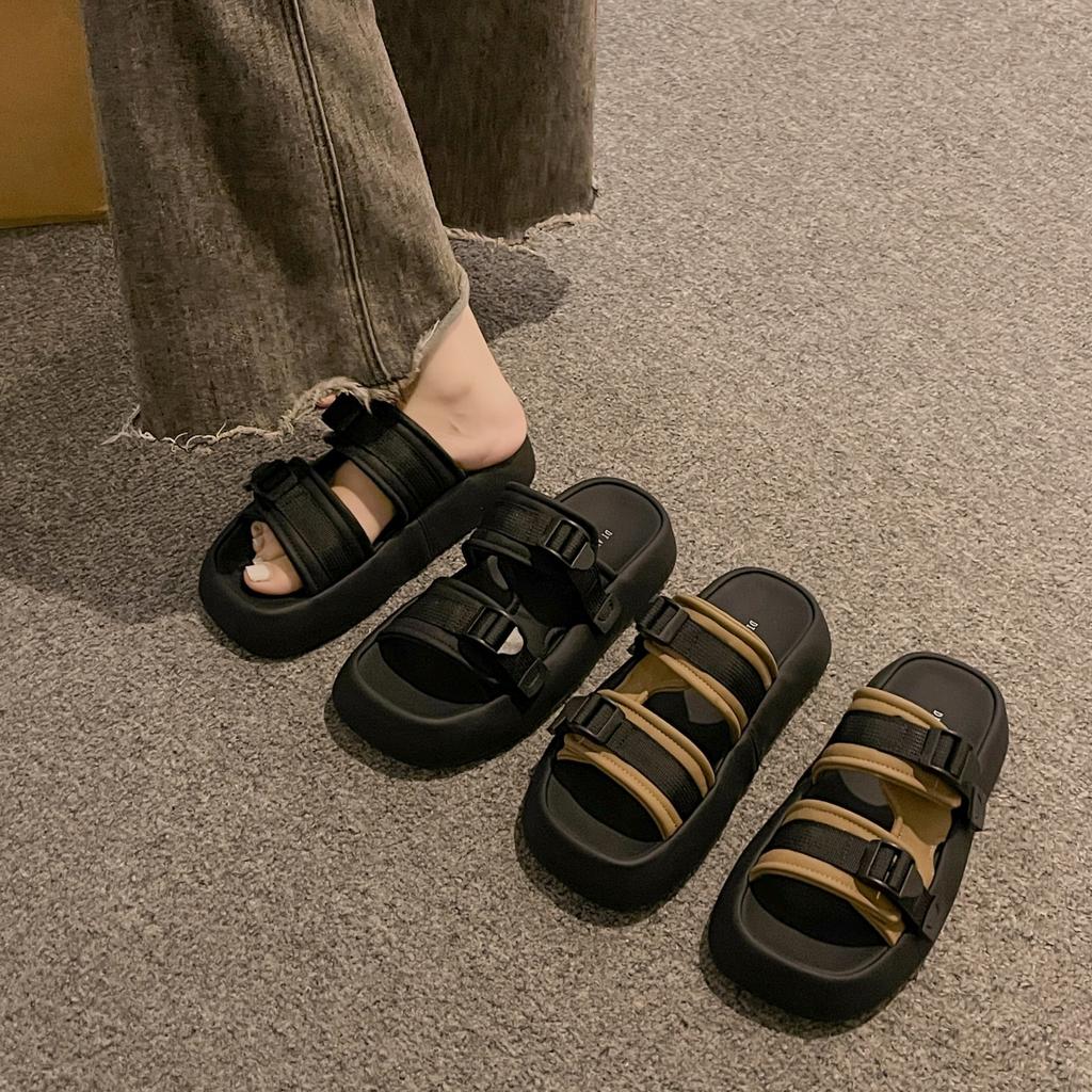 Sports cool slippers women's outer wear summer new thick-soled heightening slippers Roman shoes versatile original style sweet and cool women's shoes