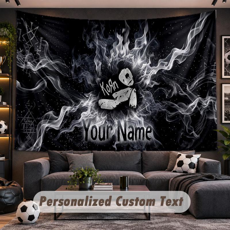 Wall Hanging Tapestry Custom NameKorn Pattern Personalized Printed Fabric Wall Decor