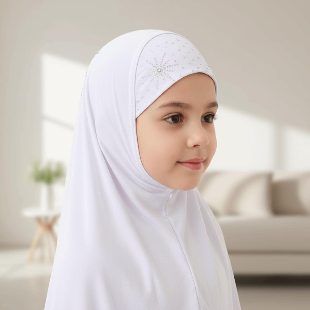 Pre-Stitched Design Kids Instant Hijab Ethnic Style Turban  Toddler Prayer Wear