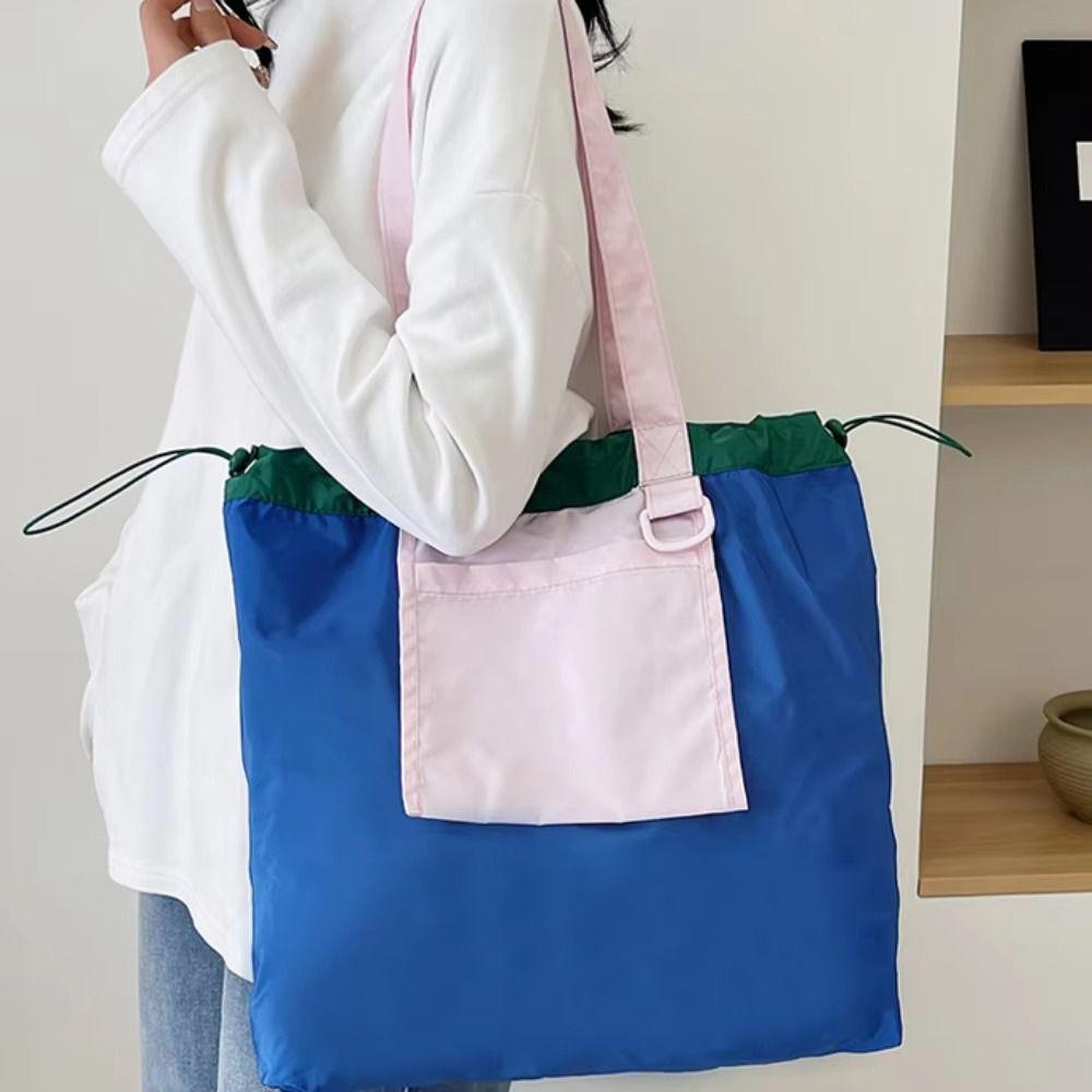 Reusable Foldable Shopping Bag Large Capacity Drawstring Handbag Durable Tote Bag  Outdoor