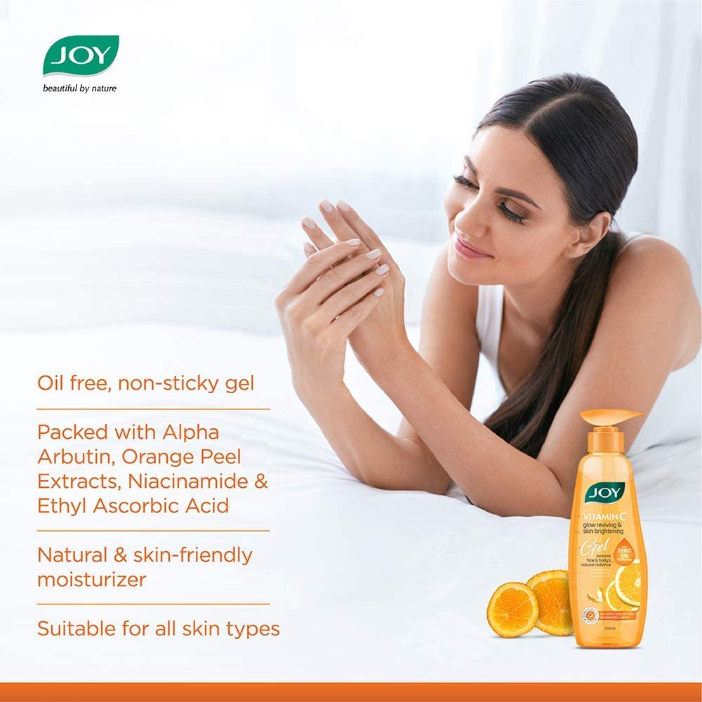 Joy Vitamin C Gel 300 ml | Glow Reviving & Skin Brightening Gel for Face & Body | Anti Tan Sun Protection Moisturizer
