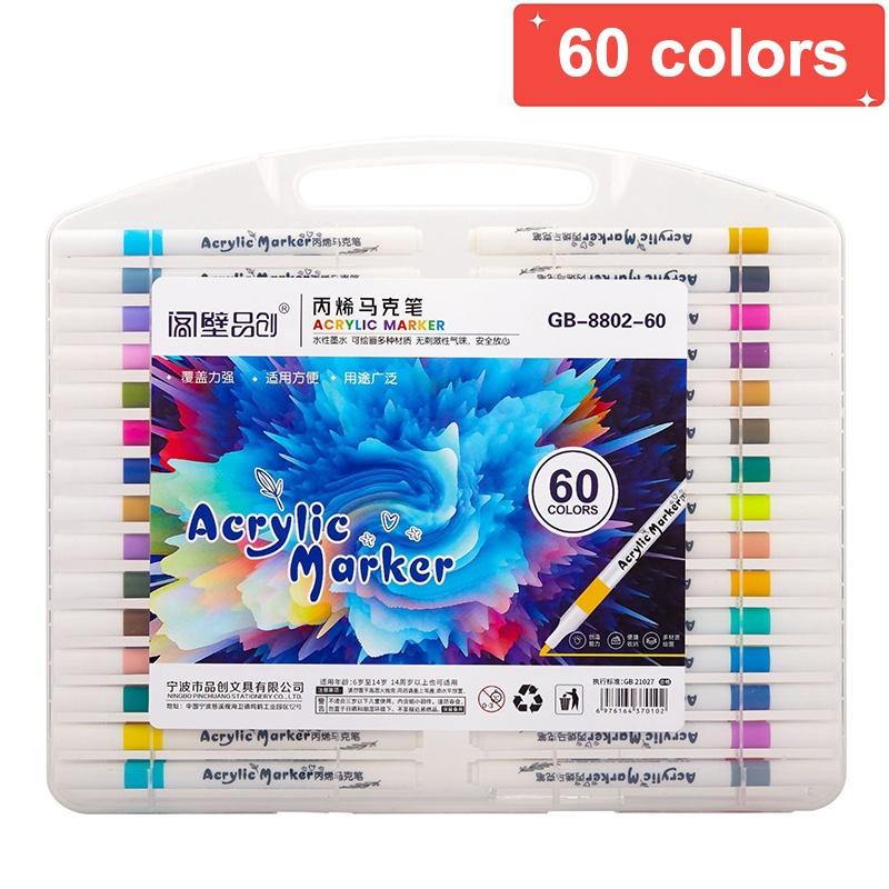 Acrylic Paint Marker Set Odorless Water Based 12/24/36/48/60Pcs for Holiday Decoration DIY Handcraft Making