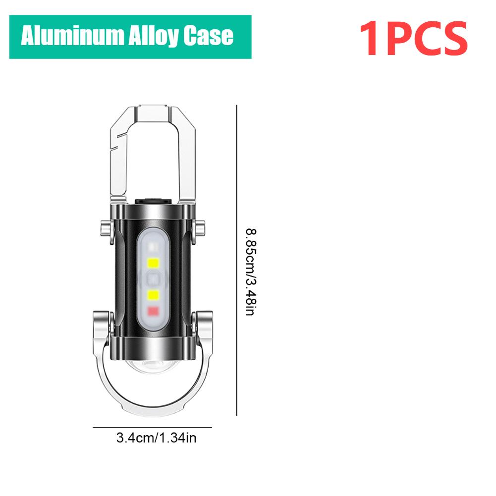 Mini COB Work Light Rechargeable LED Flashlight 7 Modes Emergency Keychain Light Waterproof Keyring Camping Hiking Pocket Lamp