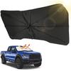 JOYTUTUS Windshield Sun Shade Umbrella, Fit for Ford 2015-2025 F150 F250 F350, Front Window Sun Shade with 360° Rotation Bendable Shaft, Titanium