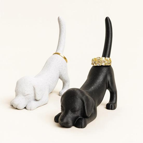 Dog Stretching Ring Holder Cute Dachshund Dog Tail Ring Organizer Resin Puppy Jewelry Holder for Desk Bedroom Decor Gift for Dog Lovers