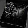 Men'S Watch Men'S Suit Fashion High Sense 3-Piece Set Glass Quartz Watch Calendar Watch Men'S