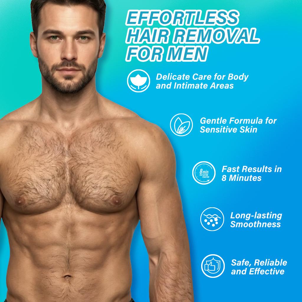 For Men Body Hair Removal Cream-Fast Results In 8 Minutes-Safe, Reliable And Effective-Suitable For All Skin Types, 60g